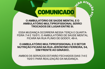 AVISO IMPORTANTE: mudança de endereço