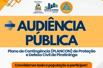PIRATININGA REALIZA AUDIÊNCIA PÚBLICA DO PLANO DE CONTINGÊNCIA NESTA SEXTA-FEIRA