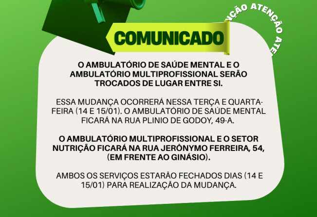 AVISO IMPORTANTE: mudança de endereço