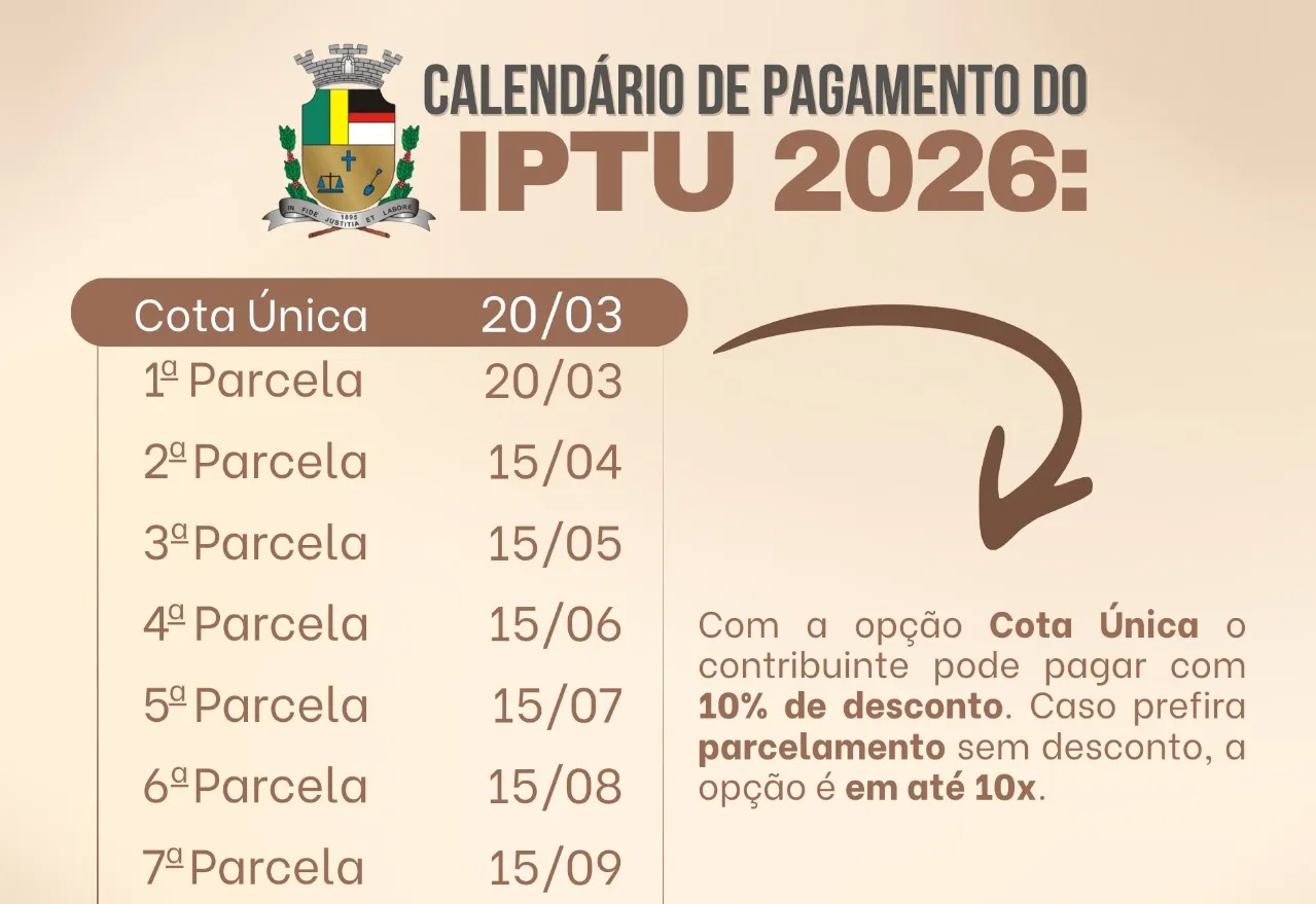 PIRATININGA DISPONIBILIZA CARNÊS DO IPTU E DEMAIS TAXAS MUNICIPAIS 2026