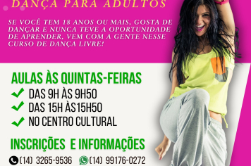INSCRIÇÕES ABERTAS!  Curso de Dança para Adultos – 